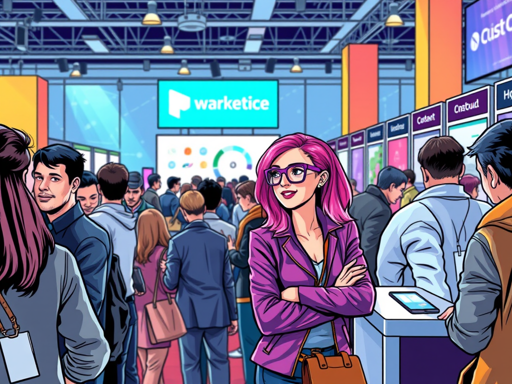 Marketer supporting sales at an event, also before and after.