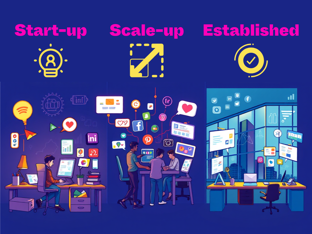 B2B tech company's social media strategy evolution from sctart-up to established business.