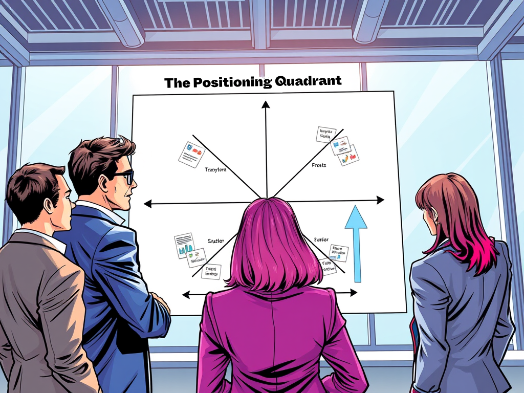 Marketer working on a positioning quadrant with the leadership team