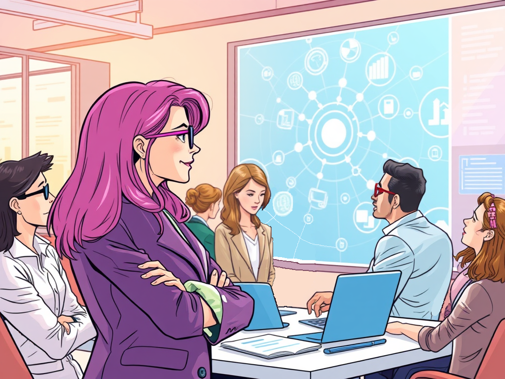 Marketer with her team and customers building joint marketing as an ecosystem.