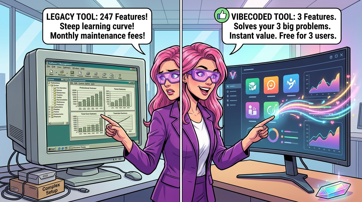 The Invisible Competitor: Why Legacy Software Fails Against Custom Vibecoded B2B Tools 6 The Invisible Competitor: Why Legacy Software Fails Against Custom Vibecoded B2B Tools
